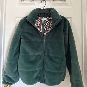 P.J. Salvage Green  Faux Fur City Nights Jacket